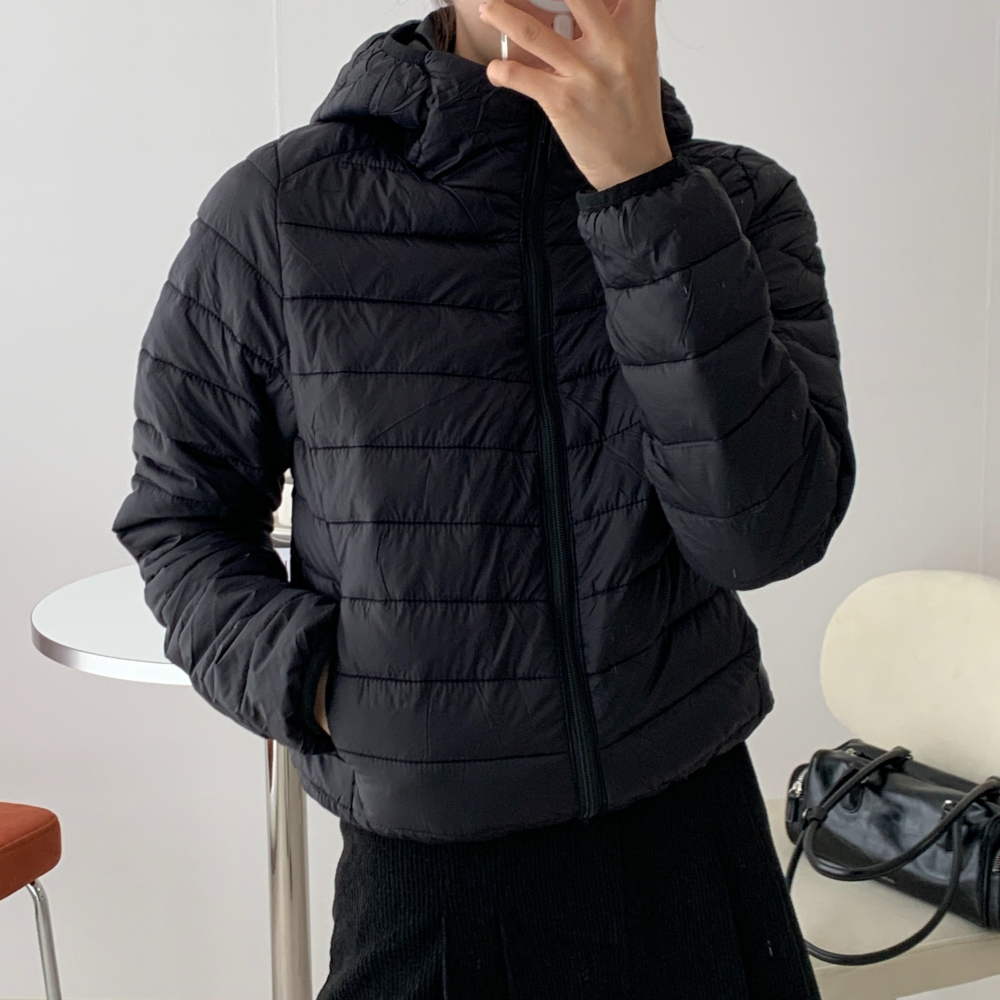 여성경량패딩 숏패딩 웰론솜 후드점퍼 - 상세 이미지 4