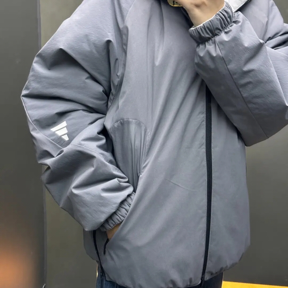 아디다스 패딩 리버시블 후드 집업 자켓 그레이 JZ8722 - 상세 이미지 4