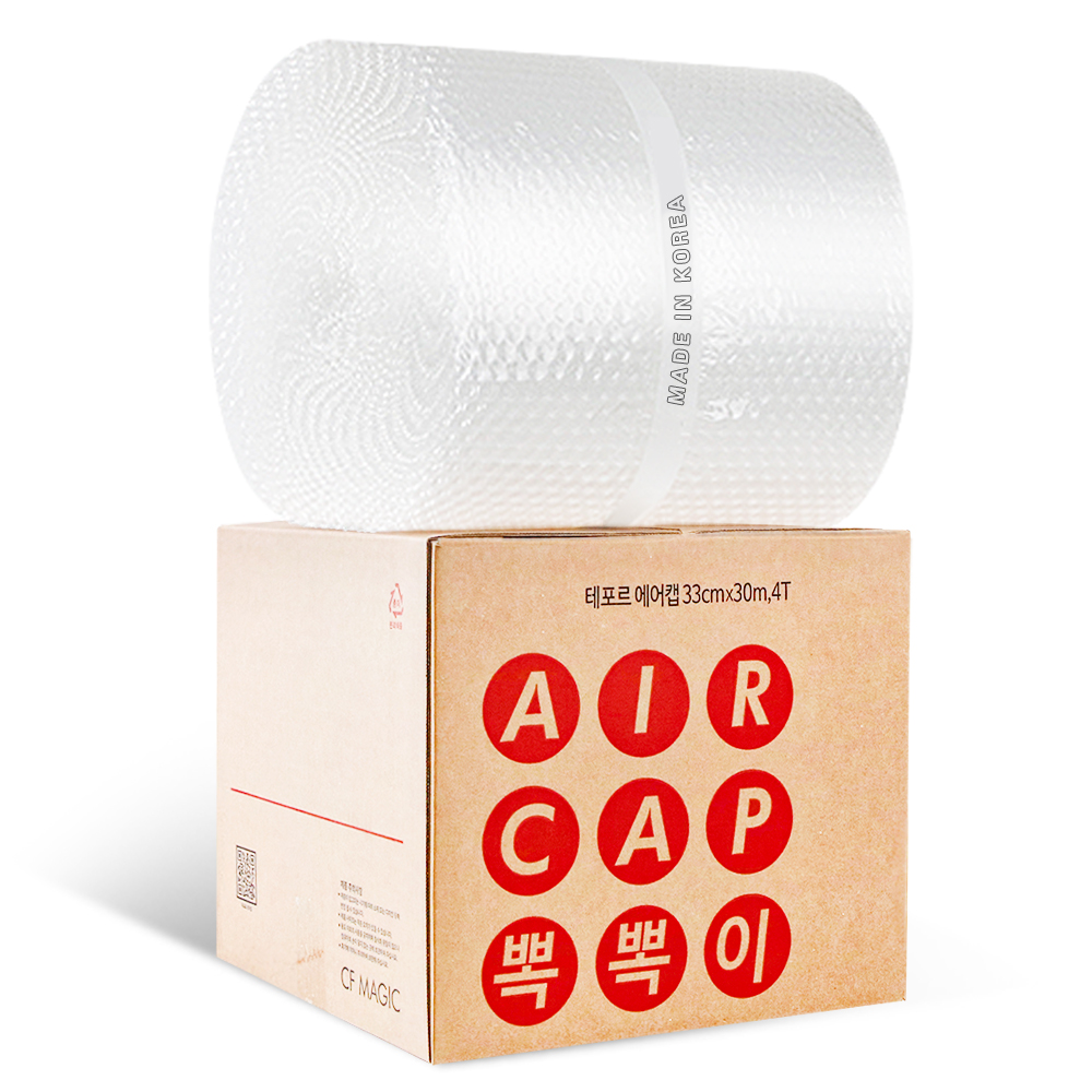 30m 국내생산 두꺼운 뽁뽁이 포장용 에어캡 완충 롤 창문 단열 테포르