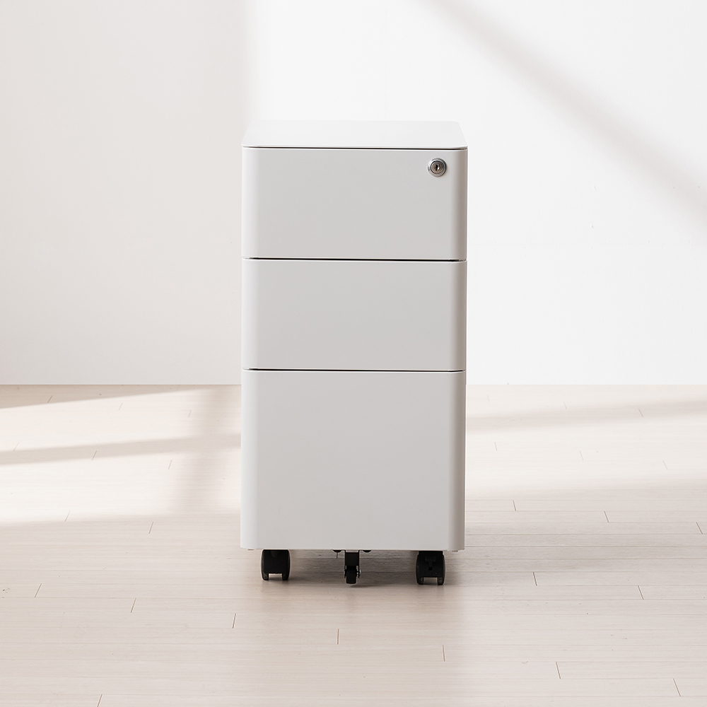 올즈 큐브 3단 프리미엄 스틸 슬림 캐비넷 화이트