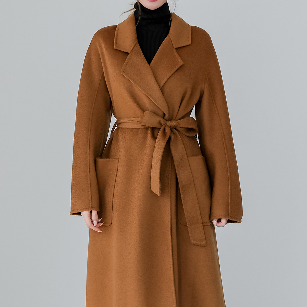 지블링 여성 캐시미어100 핸드메이드 벨티드 롱코트 겨울 하객룩 오피스룩 제품 이미지