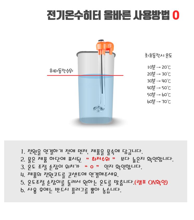 UG 돼지꼬리 전기온수히터 3KW 스텐 물데우는기계 자동온도조절형 - 상세 이미지 5