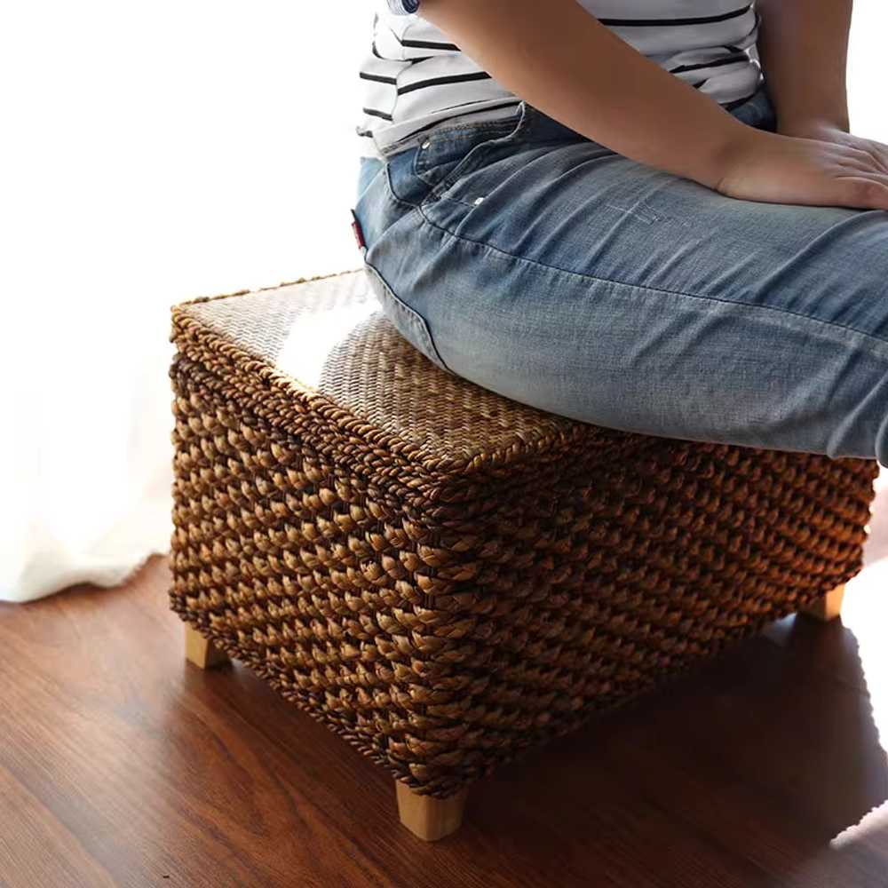 라탄 수납함 빈티지 보관함 대형 박스 위빙 소품 안방 50x30cm - 상세 이미지 2