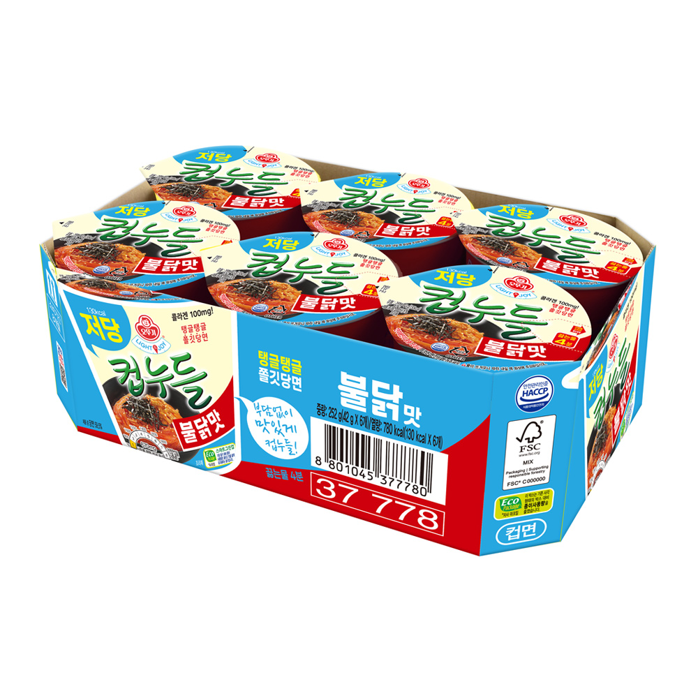 오뚜기 LIGHT&JOY 저당컵누들 불닭맛 42g 6개 이미지 1