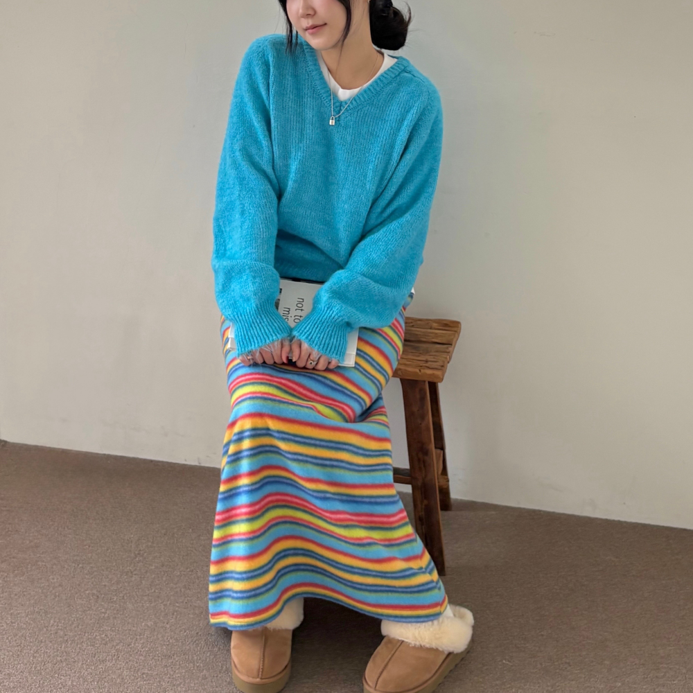겨울롱치마 겨울롱스커트 기모스커트 - 상세 이미지 4