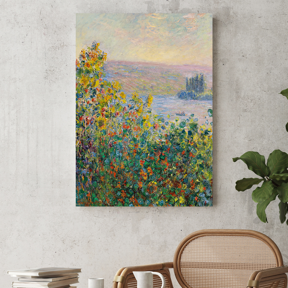 클로드 모네 인테리어 그림 액자 포스터 명화 Flower Beds at Vetheuil - 상품 이미지