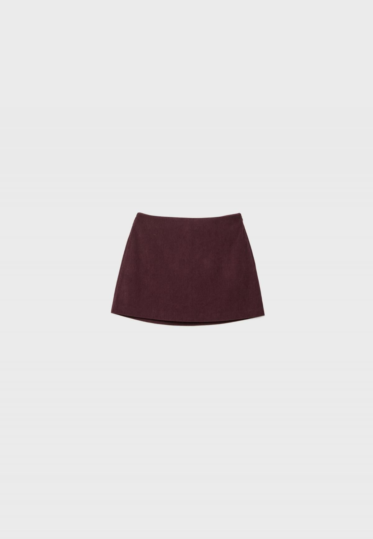 스트라디바리우스 코듀로이 미니 스커트 팬츠 4712/928 BURGUNDY - 상세 이미지 2