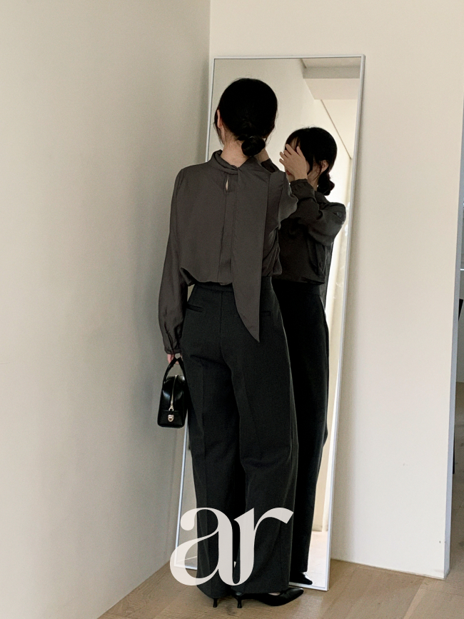 원핀턱 히든 버클 세미 와이드 기모 슬랙스 ps5517 - 상세 이미지 4