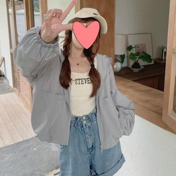 가벼운 여성 바람막이 점퍼 데일리 여성 후드 점퍼 아우터 간절기 - 상품 이미지