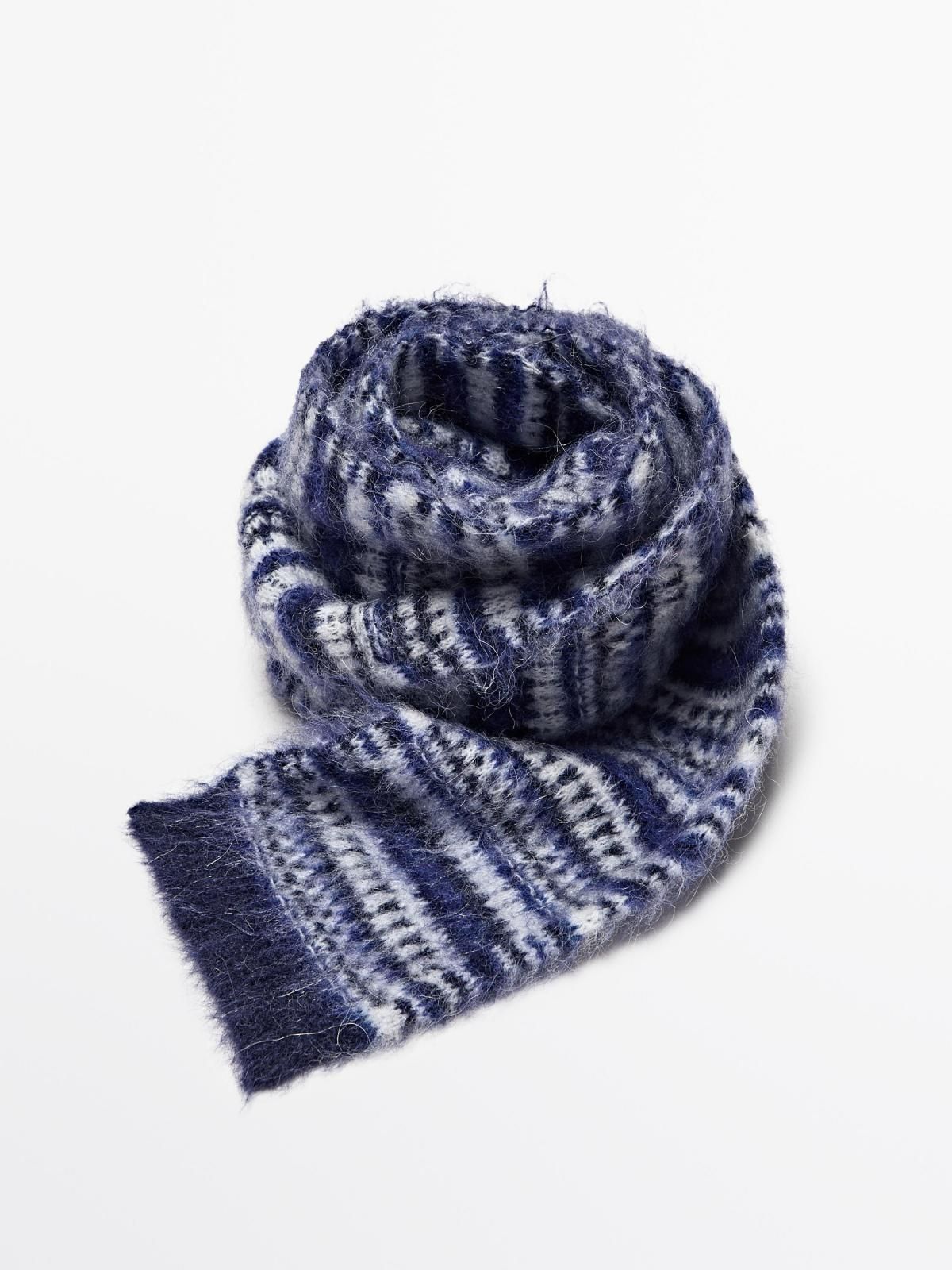 마시모두띠 알파카 혼방 자카드 니트 스카프 6336/636 BLUE - 상세 이미지 4