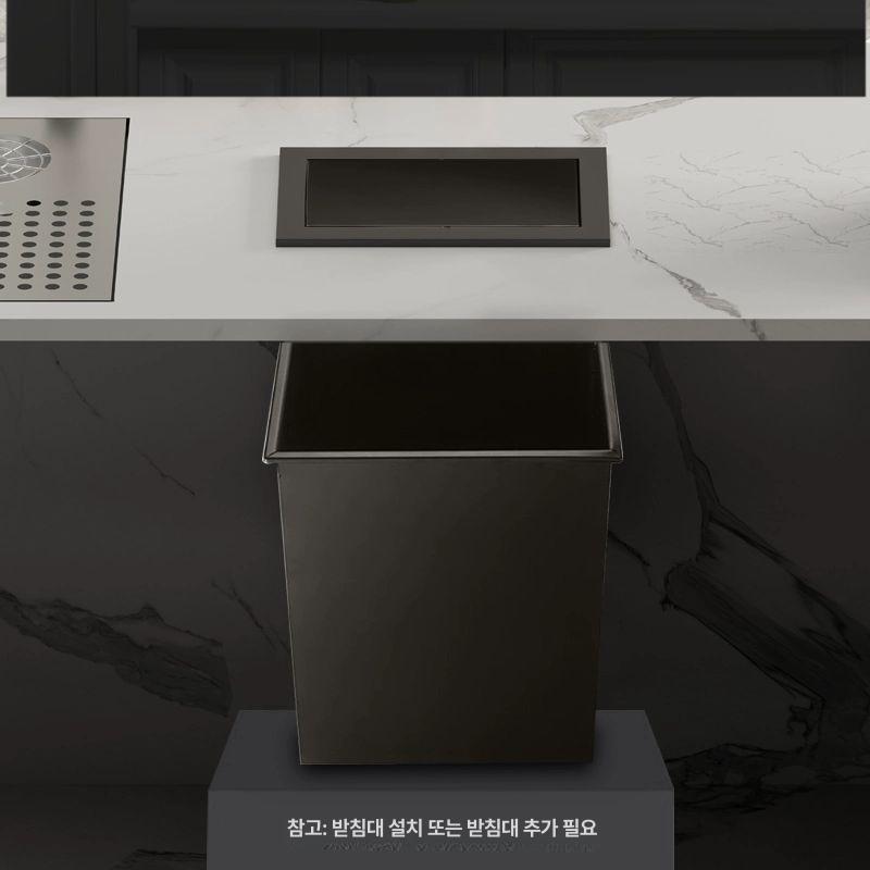 반자동 투입구 휴지통 회전뚜껑 사각 쓰레기통 업소용 수거함 - 상세 이미지 4