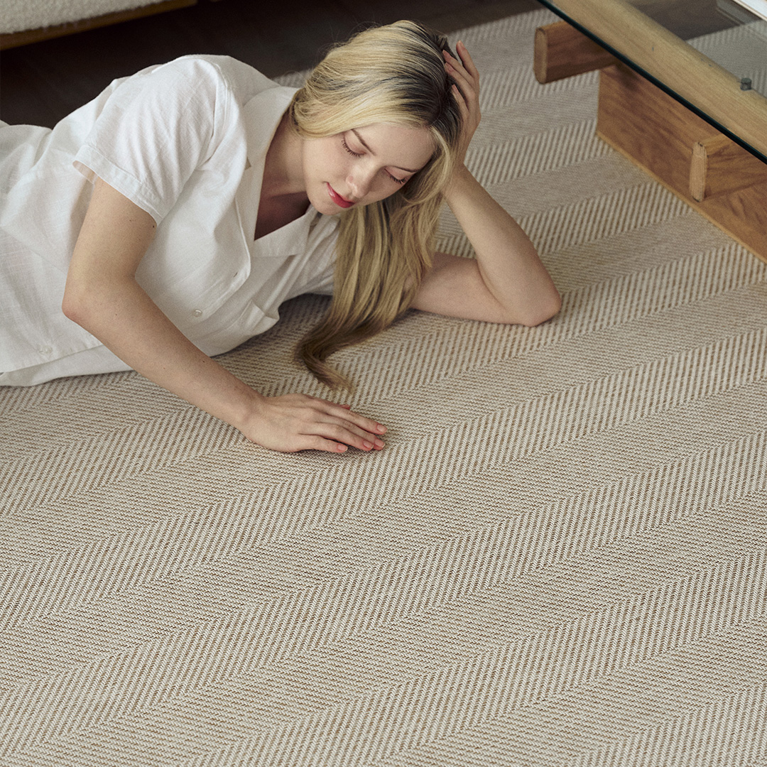 헤링본 먼지없는 러그 사계절 대형 침실 단모 워셔블러그 물세탁 100x150cm