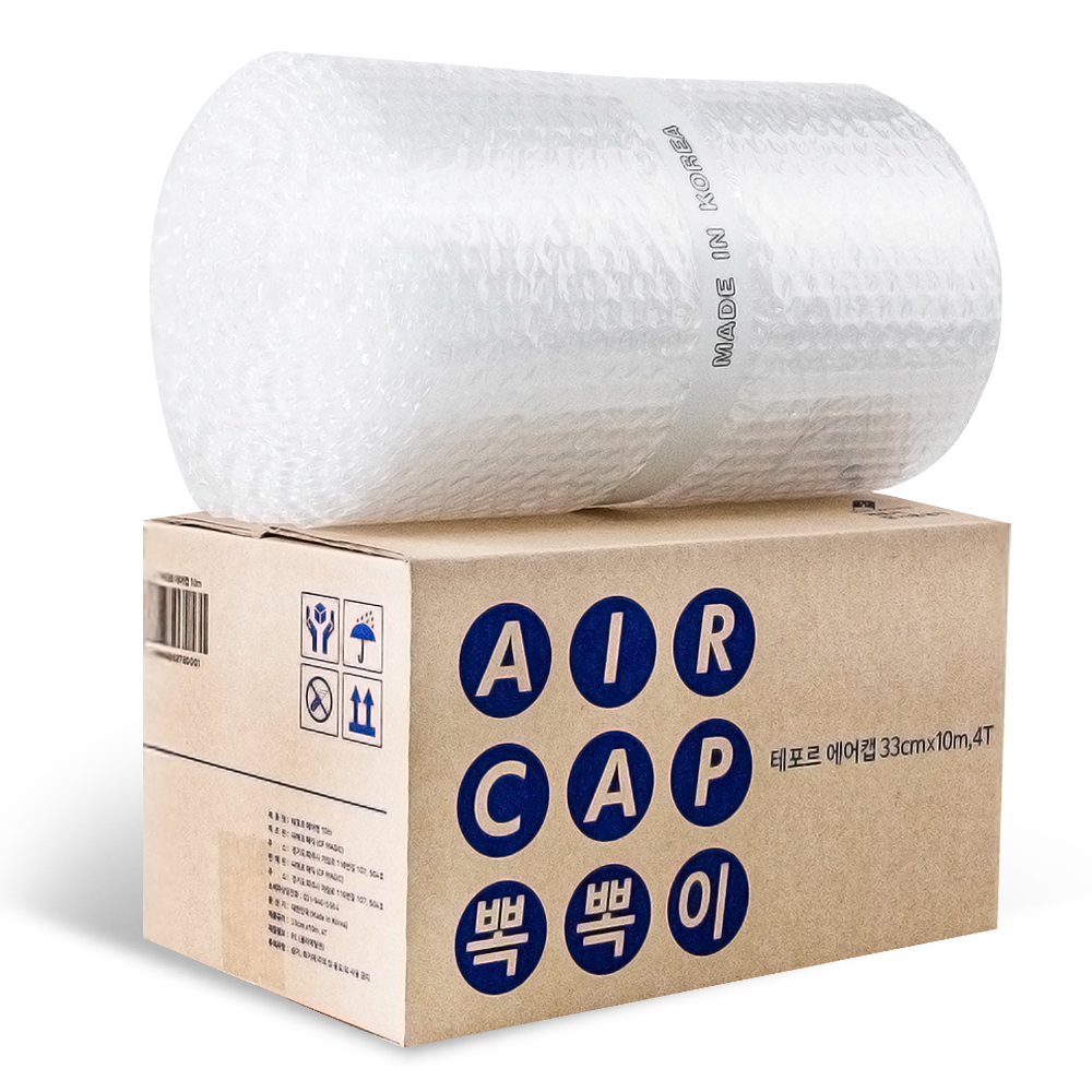 국내생산 두꺼운 뽁뽁이 소량 포장용 에어캡 완충 롤 창문 단열 테포르 10m 제품 이미지
