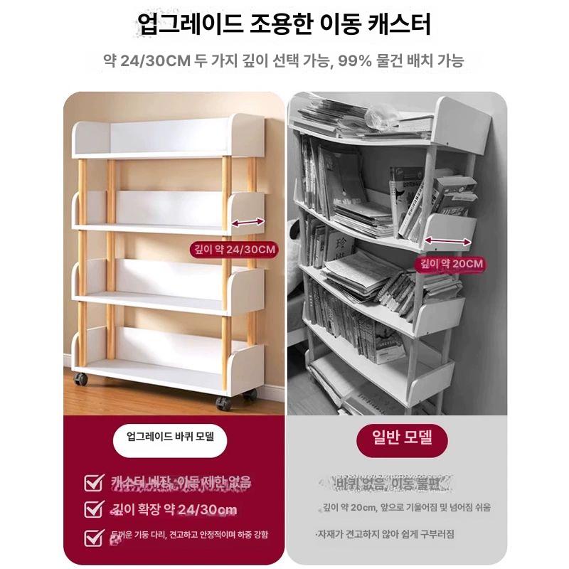 이동식 북카트 바퀴달린 책장 책꽂이 수납 보관 사무실 - 상세 이미지 2