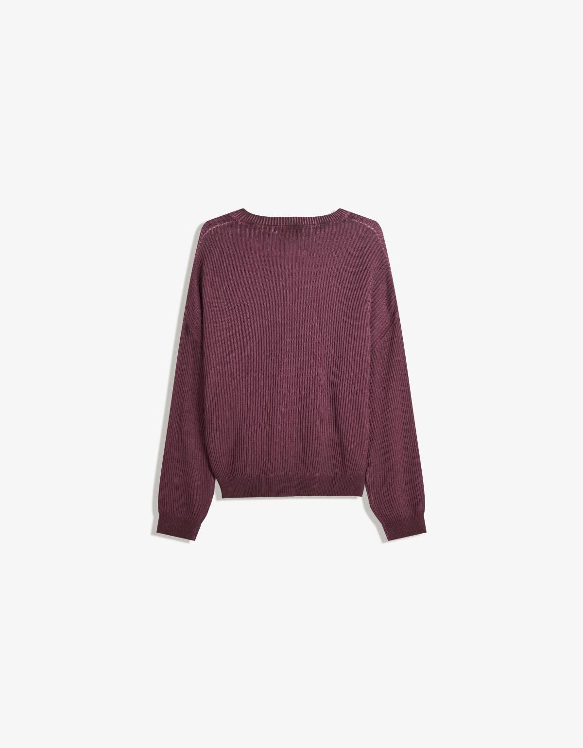 버쉬카 오버핏 라운드 버건디 니트 스웨터 7317/663 BURGUNDY - 상세 이미지 3