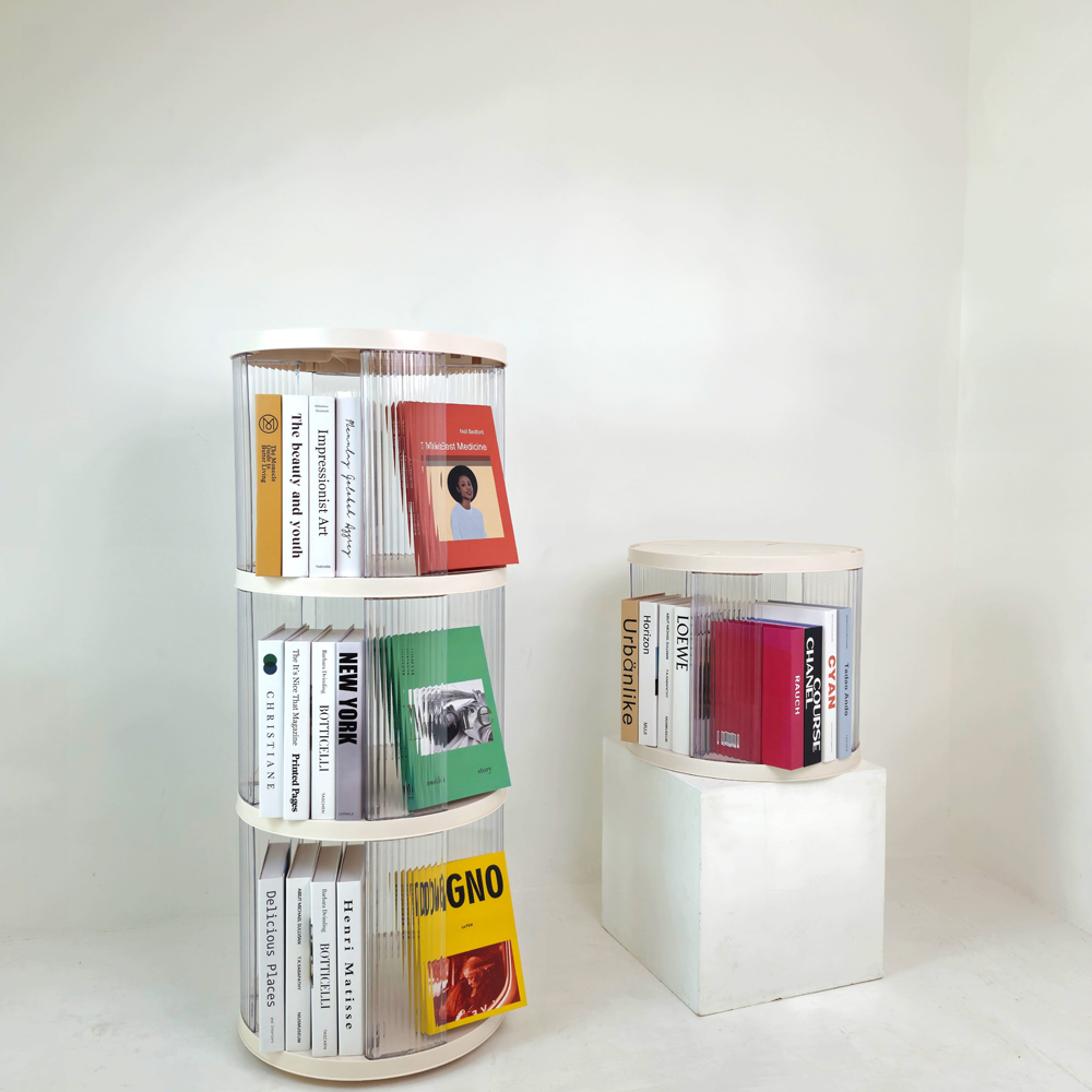 일상드로우 회전책장 회전책꽂이 회전식 회전형 책장 투명 원형 4단