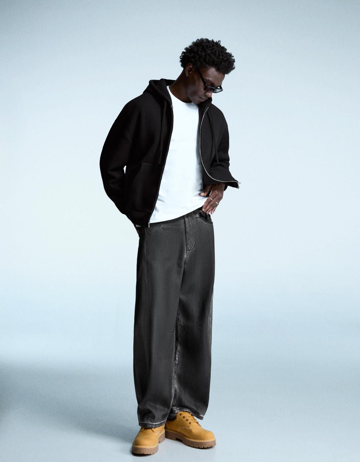 버쉬카 스트리트 와이드핏 프린트 배럴 팬츠 5438/235 BLACK - 상세 이미지 5