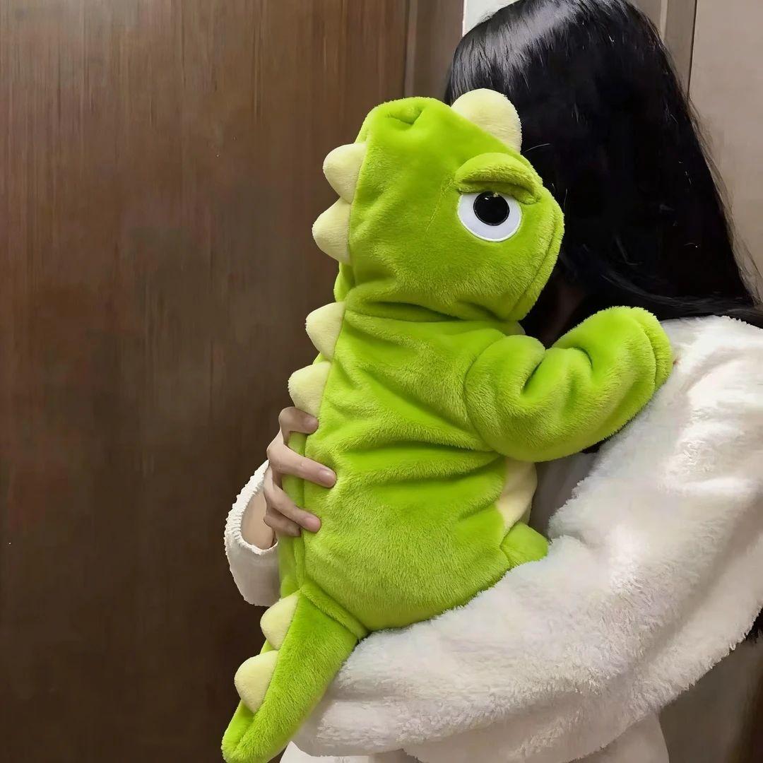 고양이 플란넬 후드티 두꺼운 겨울용 애완동물 옷 가을 큰 눈 공룡 의상 견인버클포함 XS 0.5~1.5kg - 상세 이미지 4