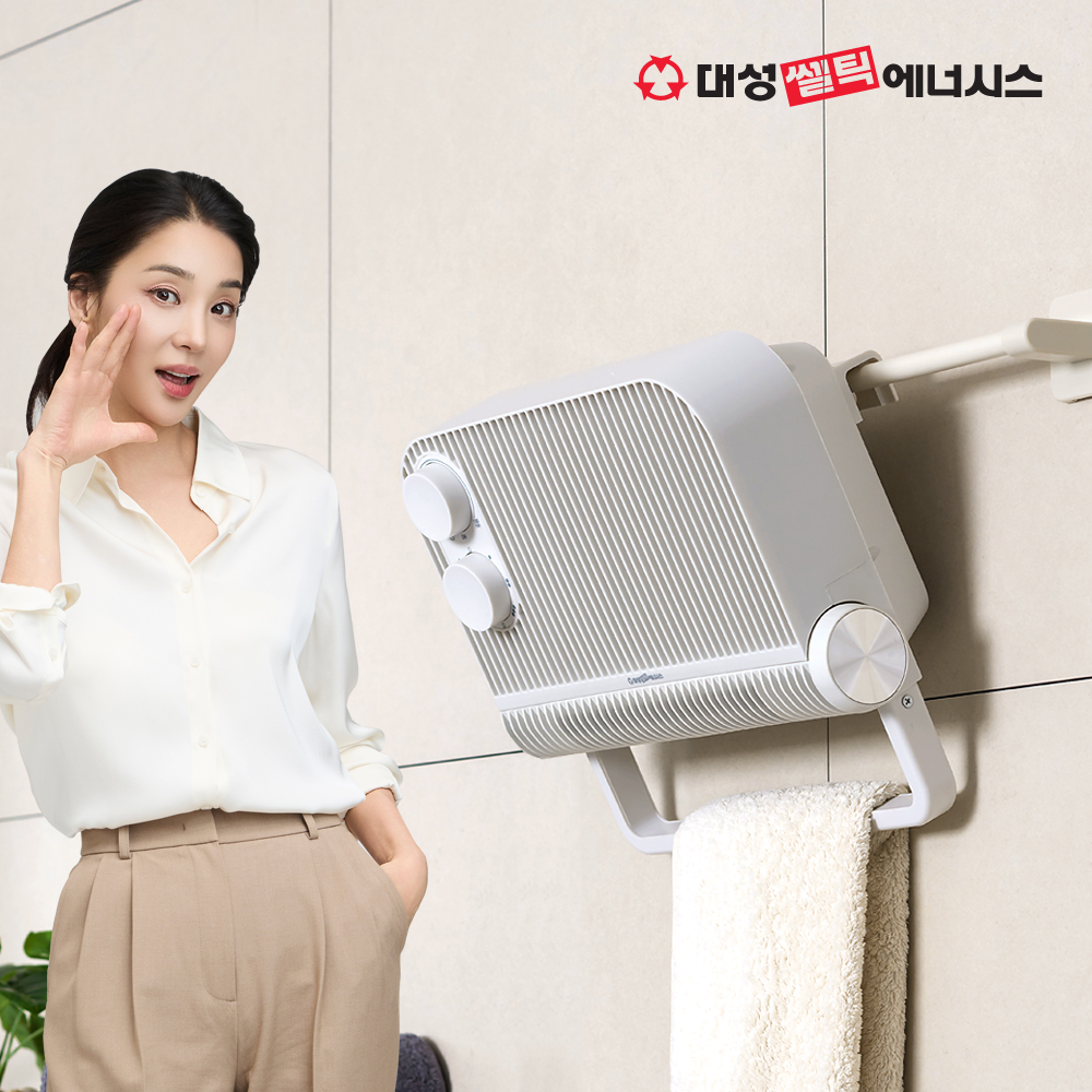 대성쎌틱 욕실 온풍기 PTC 히터 가정용 무타공 화장실 발 난로 탁상용 난방기 미니 소형