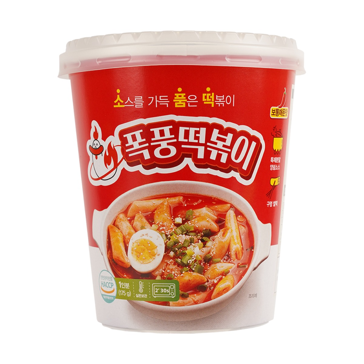 폭풍 컵떡볶이 구멍쌀떡, 보통매운맛, 175g, 12개 - 상품 이미지