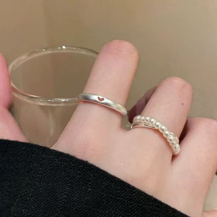 심플 러브 하트 반지 오픈 링 반지 패션반지 검지 애끼 약지 중지 엄지 반지 친구 커플 우정 반지 선물 데일리 아이템 구멍 난 하트 반지 - 상세 이미지 4