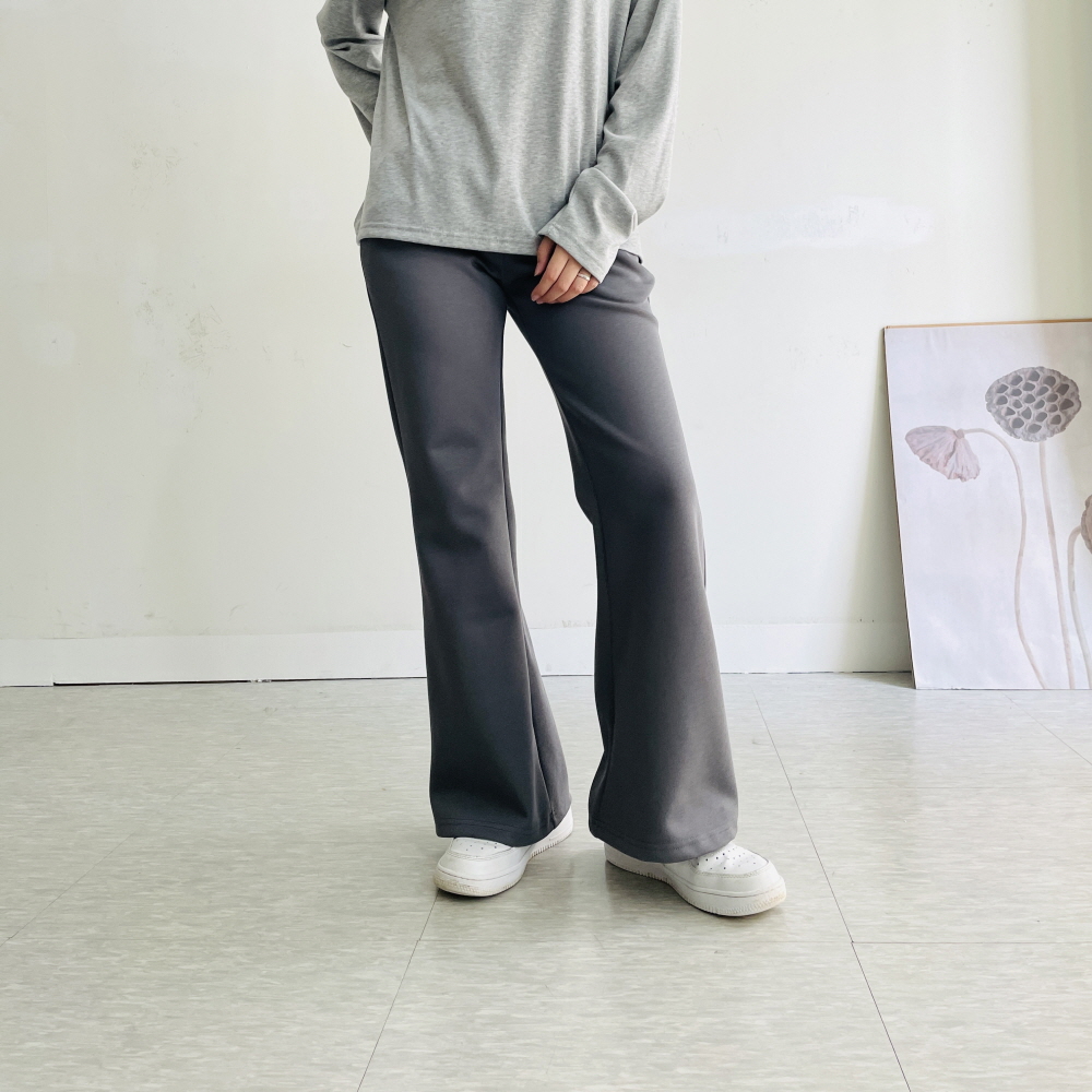 부츠컷트레이닝팬츠 나팔바지 키작녀바지 여성 고무줄 팬츠 2기장 - 상세 이미지 3