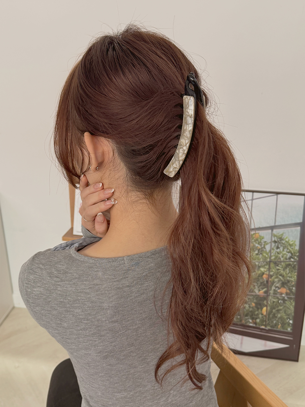 대형 바나나핀 올림머리 톱슬릭 호피 집게핀 마블 집게핀