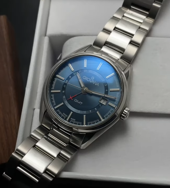 그로바나 세인트 앤드류 스카이 레이더 GMT 블루 다이얼 스틸 42mm - 상세 이미지 4