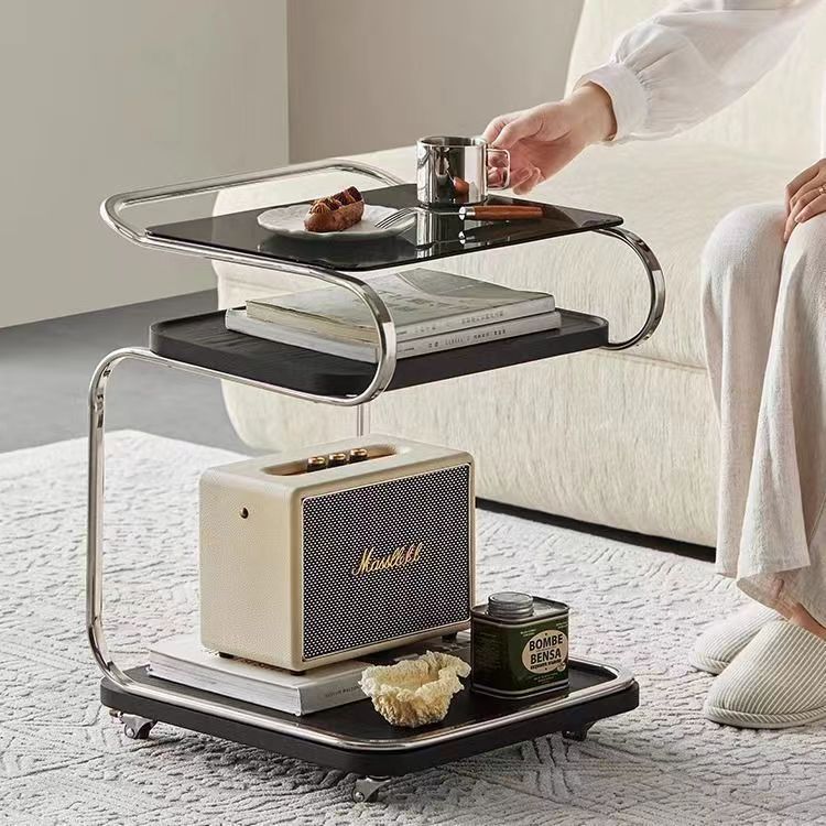 이동식 티테이블 빈티지 소파테이블 협탁 선반 블랙