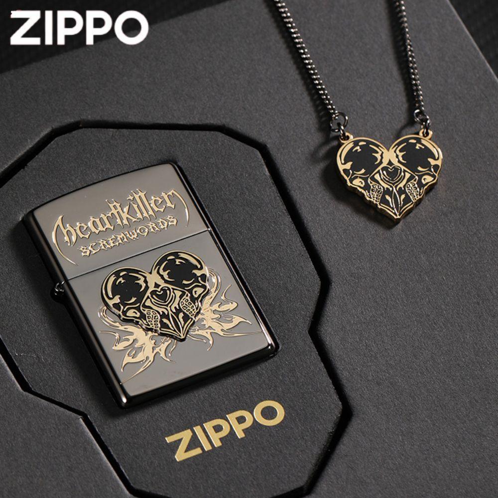 ZIPPO 정품 라이터 (선물상자세트) 목걸이 포함 블랙아이스하트 핸드메이드 지포라이터 연인 생일 선물용 - 상세 이미지 2