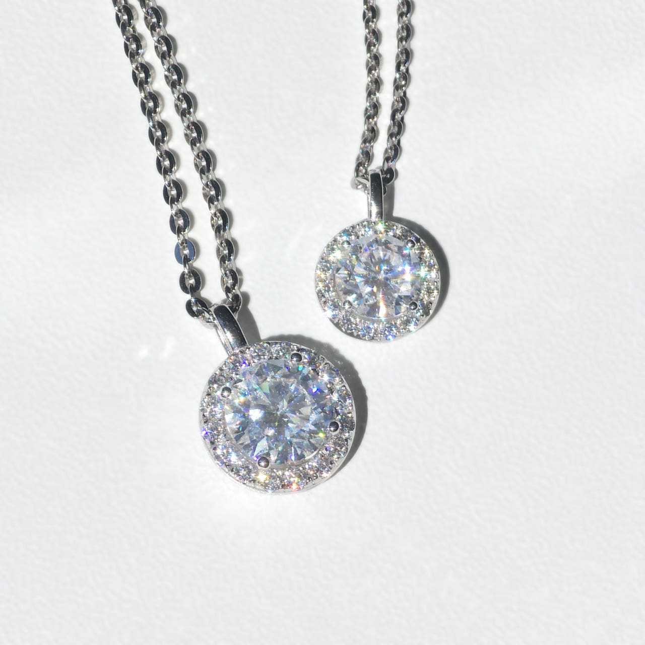 헤일로 펜던트 목걸이 1캐럿, 2캐럿 랩다이아몬드 랩다이아 모이사나이트 14k 18k - 상세 이미지 2