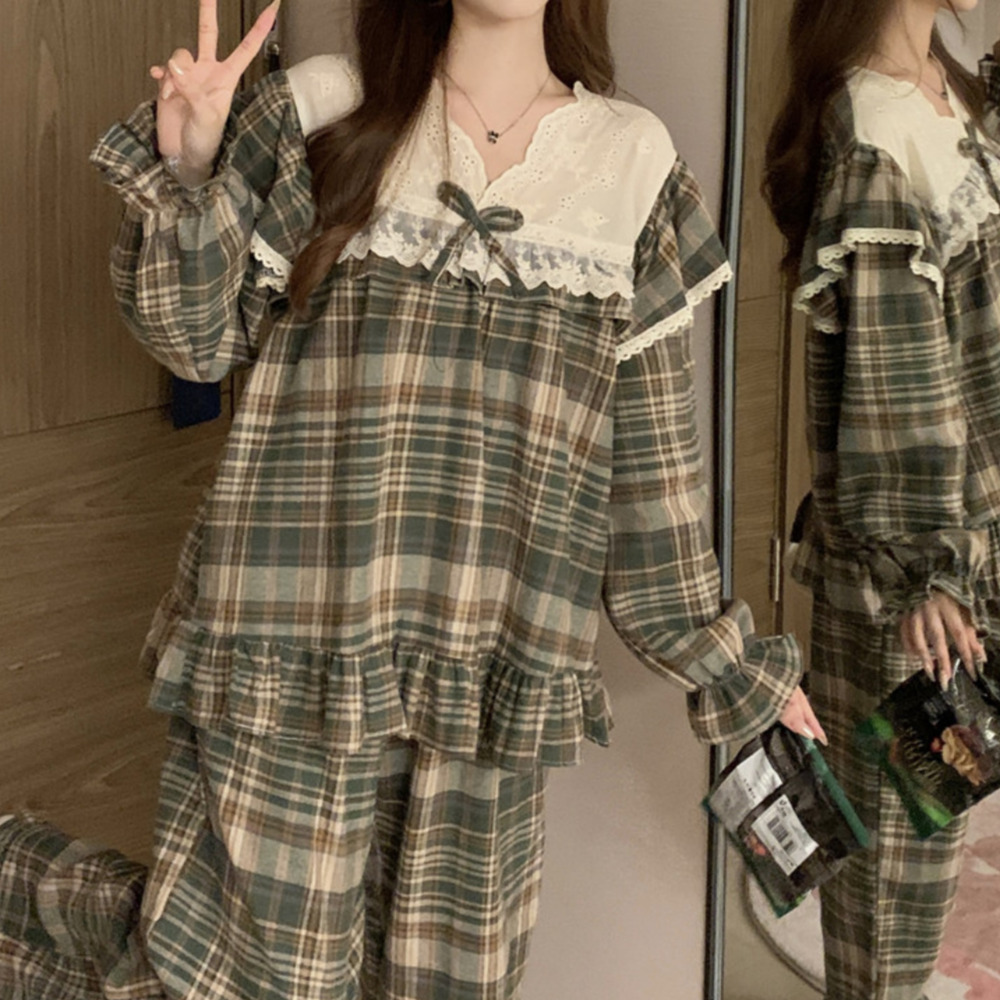 커플긴팔잠옷 신혼부부파자마 레이스 홈웨어 남자 세트