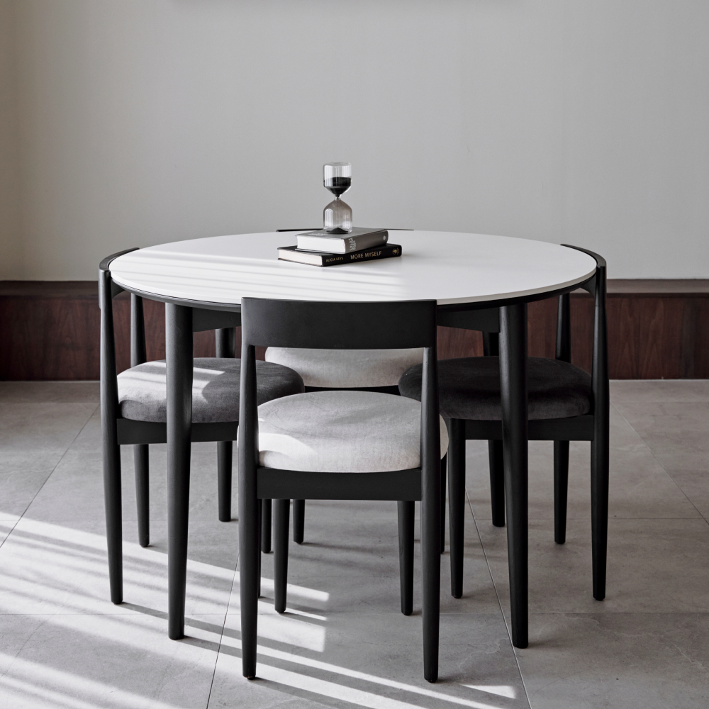 라프 플랫 블랙테이블 원형테이블 4인 세라믹식탁 단품/세트 1100