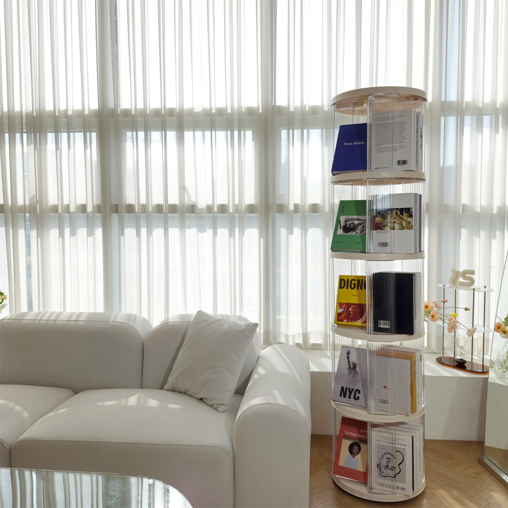 일상드로우 회전책장 회전책꽂이 회전식 회전형 책장 투명 원형 4단