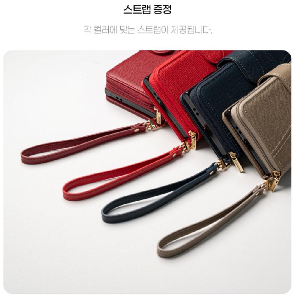 헤르 천연 소가죽 지퍼형 다이어리 지갑 케이스 버건디, 갤럭시S24 FE 이미지 7