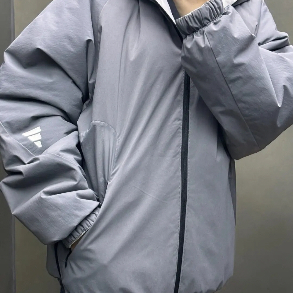아디다스 패딩 리버시블 후드 집업 자켓 그레이 JZ8722 - 상세 이미지 3