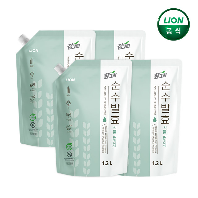 참그린 순수발효 식물 1.2L x 4개/주방세제 - 상품 이미지