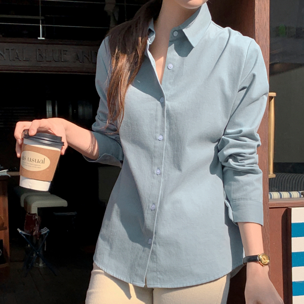 (포근) 기모 베이직 무지 긴팔 셔츠 bs8522 제품 이미지