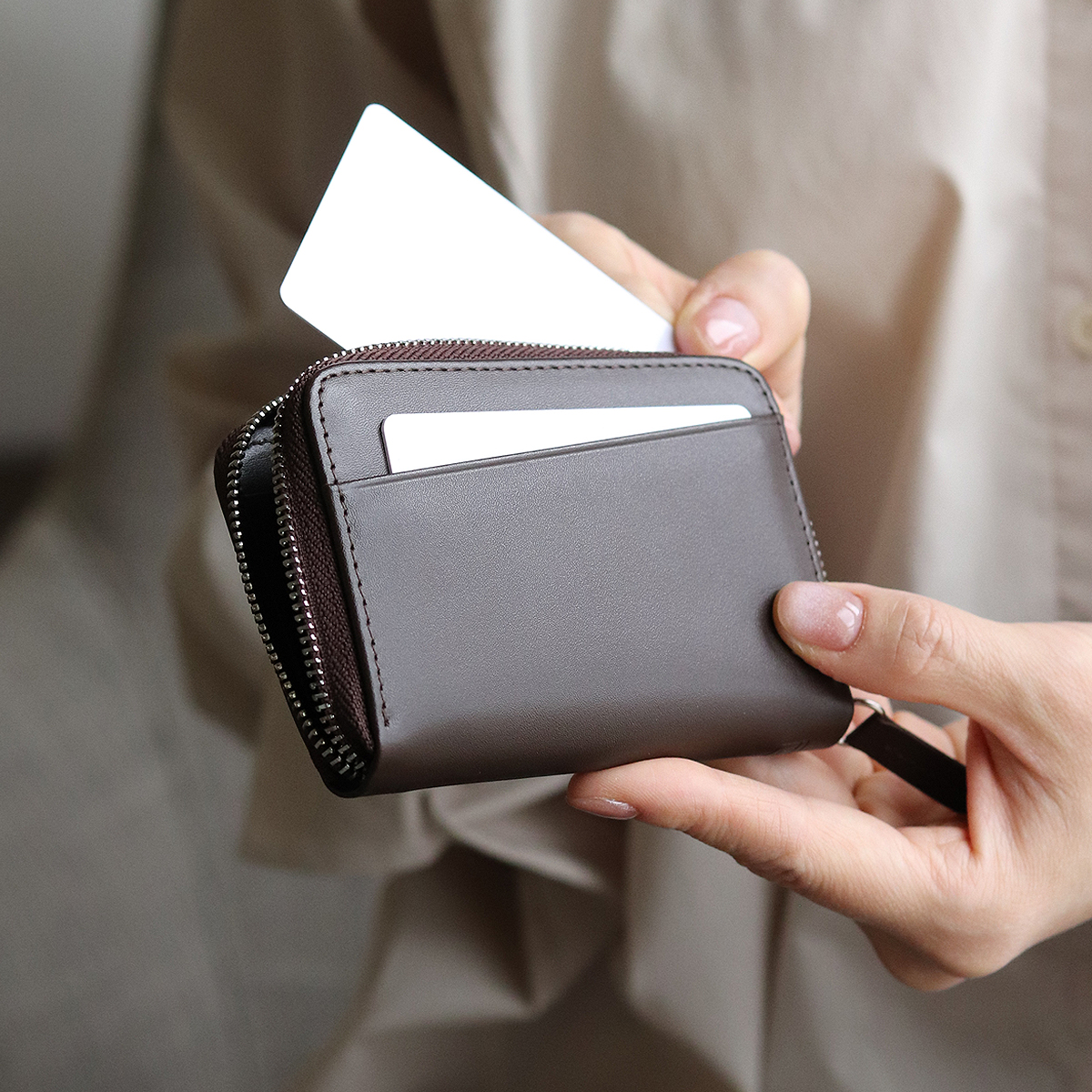 에가든 테이크포켓 지퍼 카드 명함 남성 여성 가죽 지갑