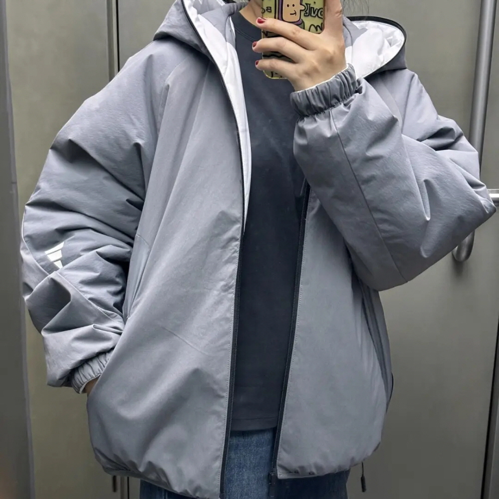 아디다스 패딩 리버시블 후드 집업 자켓 그레이 JZ8722 - 상세 이미지 5