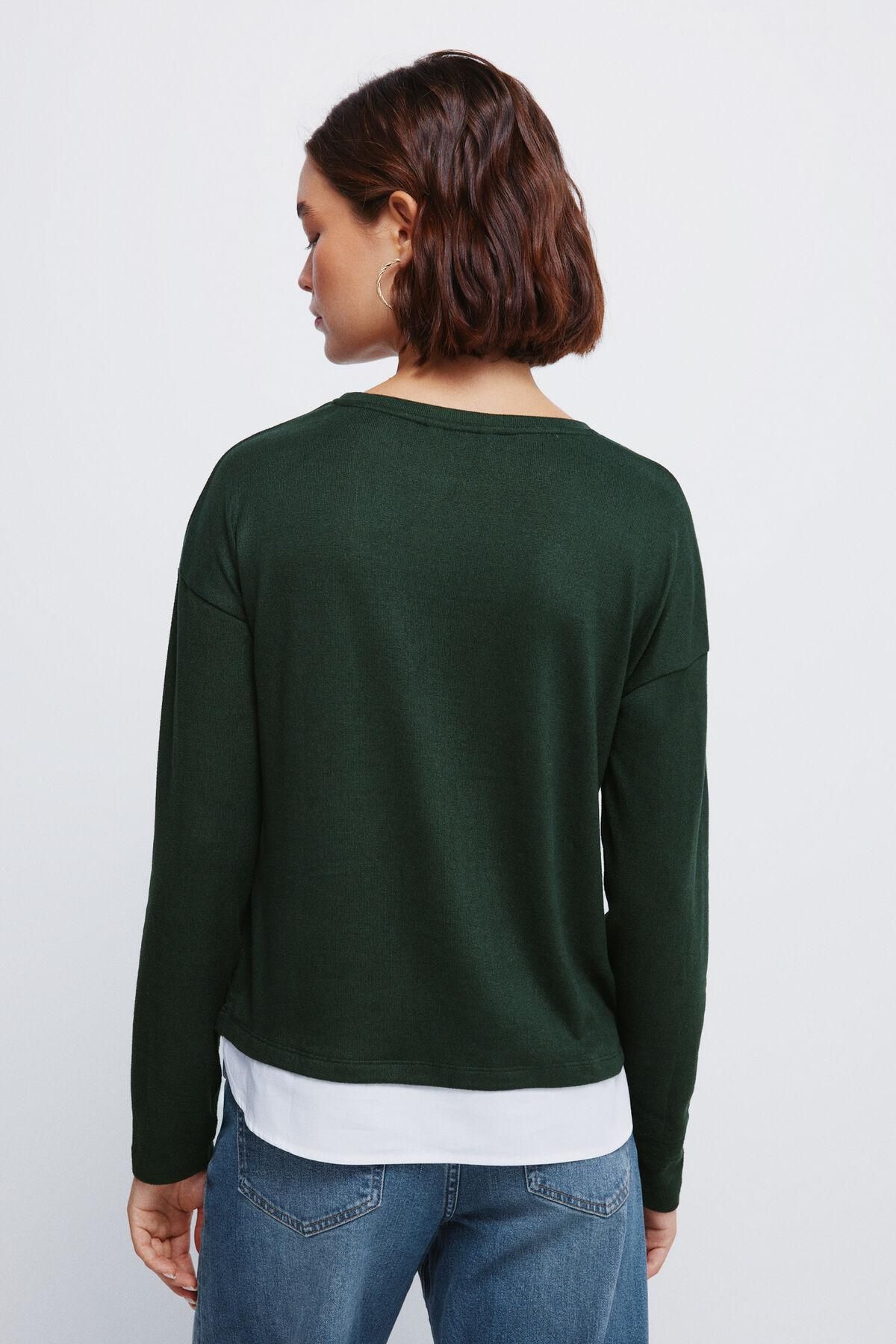 스프링필드 배색 버튼 라운드넥 긴팔 티셔츠 6766041 VERDE - 상세 이미지 4