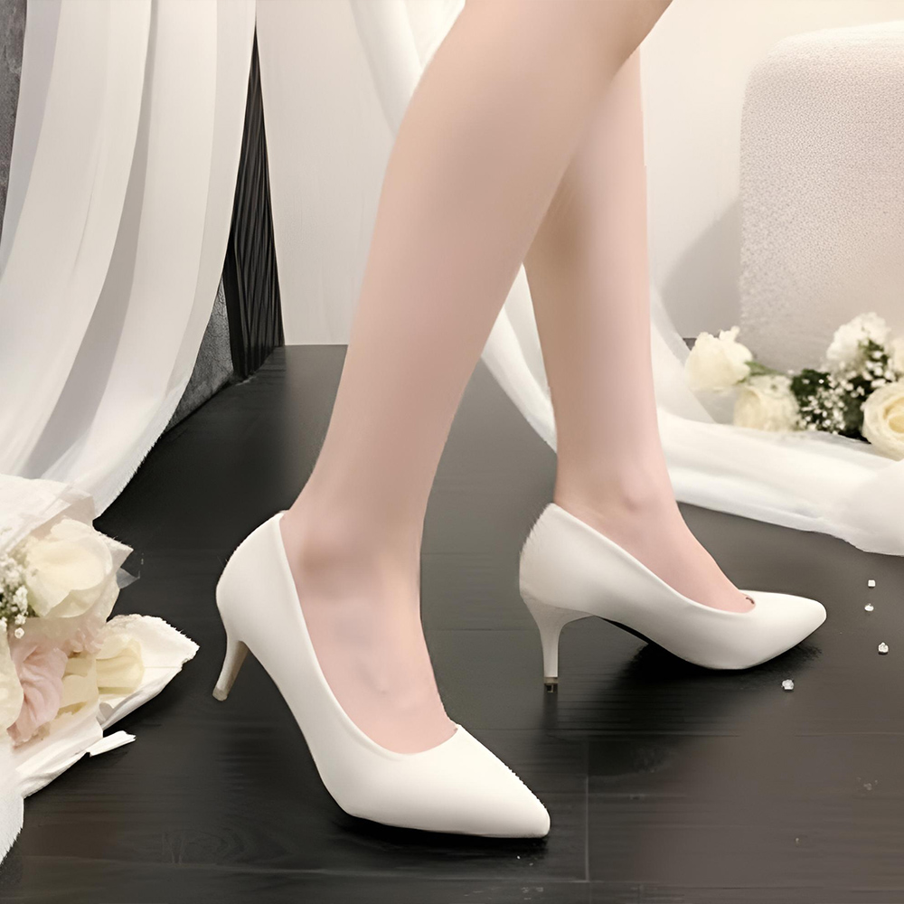 좋으니 빅사이즈 발편한 스틸레토 화이트 미들힐 펌프스 웨딩슈즈 3cm 5cm 255 260 265 이미지 6