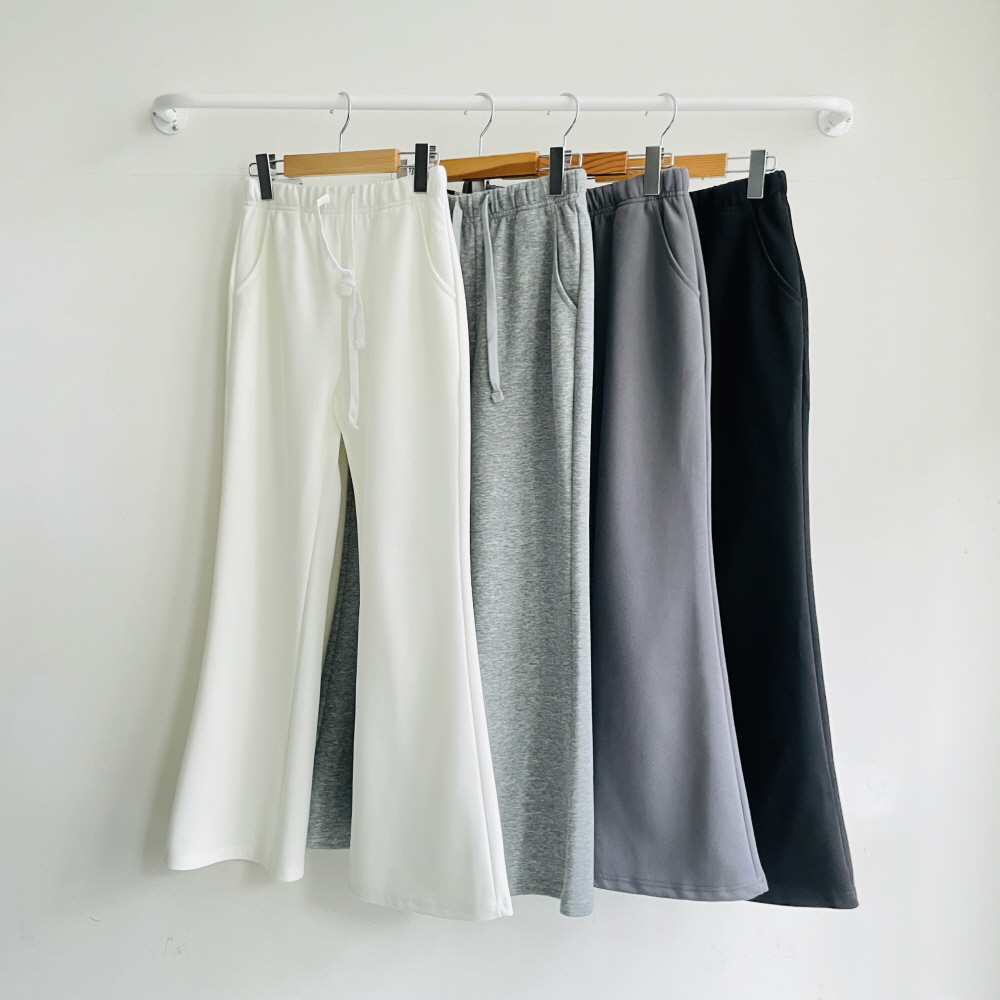 부츠컷트레이닝팬츠 나팔바지 키작녀바지 여성 고무줄 팬츠 2기장 - 상세 이미지 5