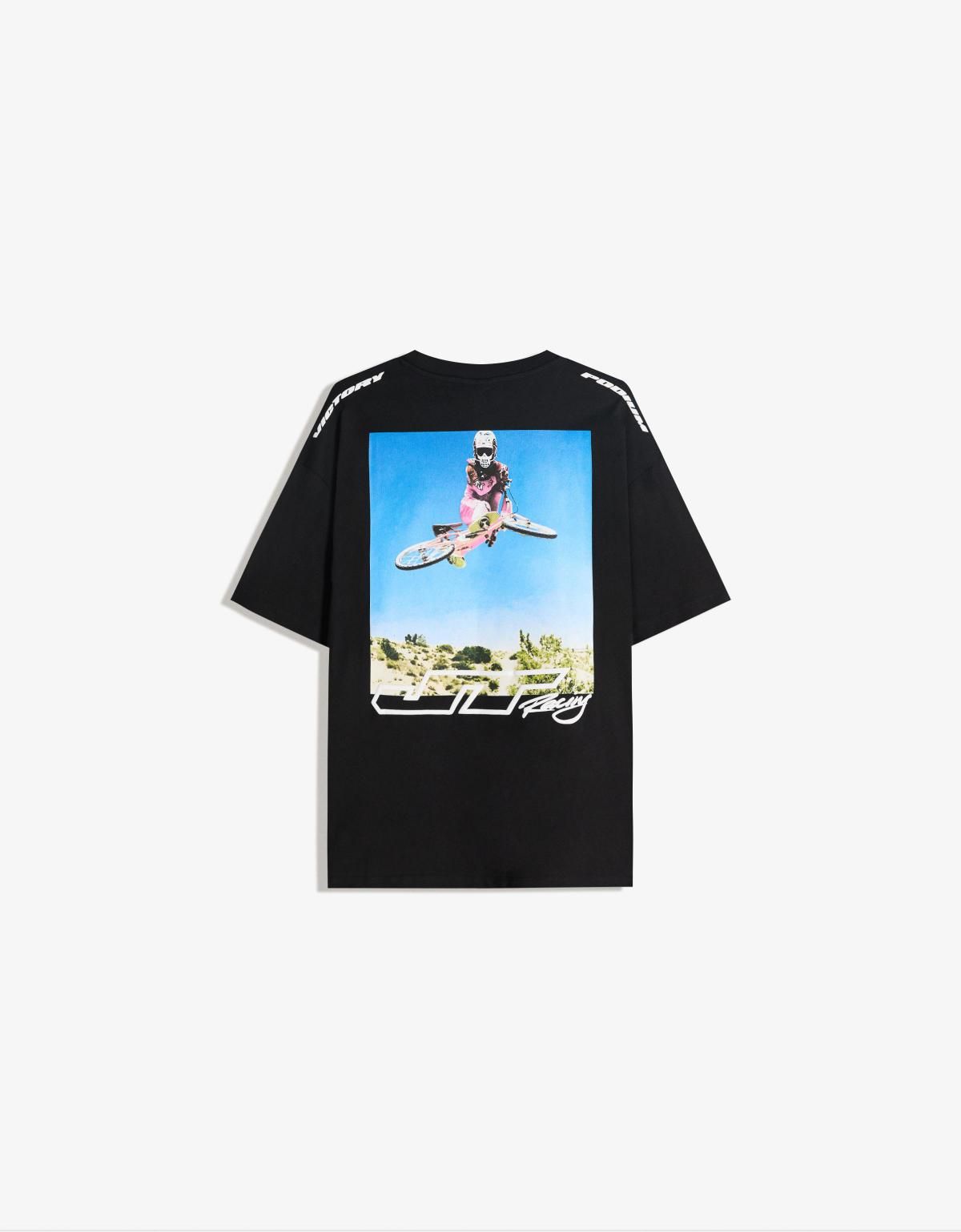 버쉬카 BMX 혼다 그래픽 반팔 티셔츠 8125/217 BLACK - 상품 이미지