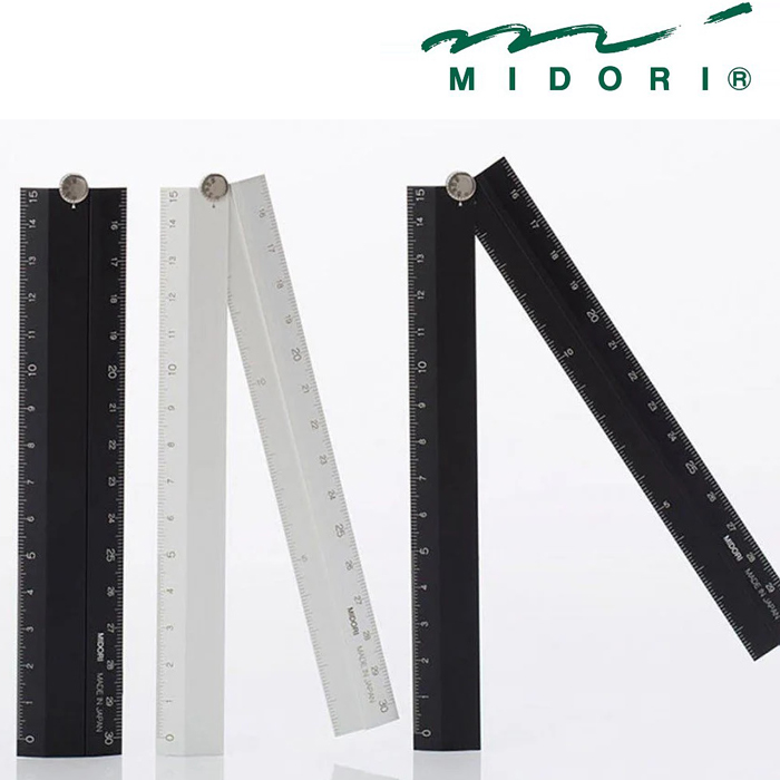 미도리 알루미늄 멀티 자 30cm 제도용 전문가용 다기능 눈금 - 상품 이미지