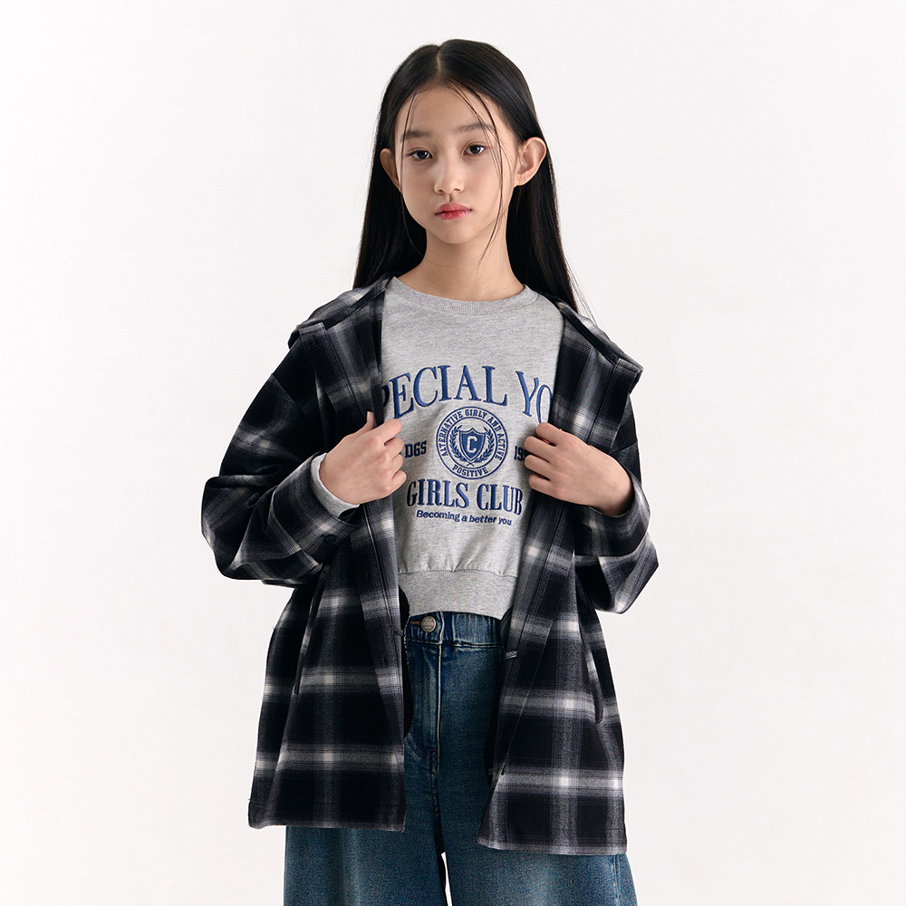 더데이걸 후드 체크 셔츠 TGBW25W01 - 상세 이미지 2