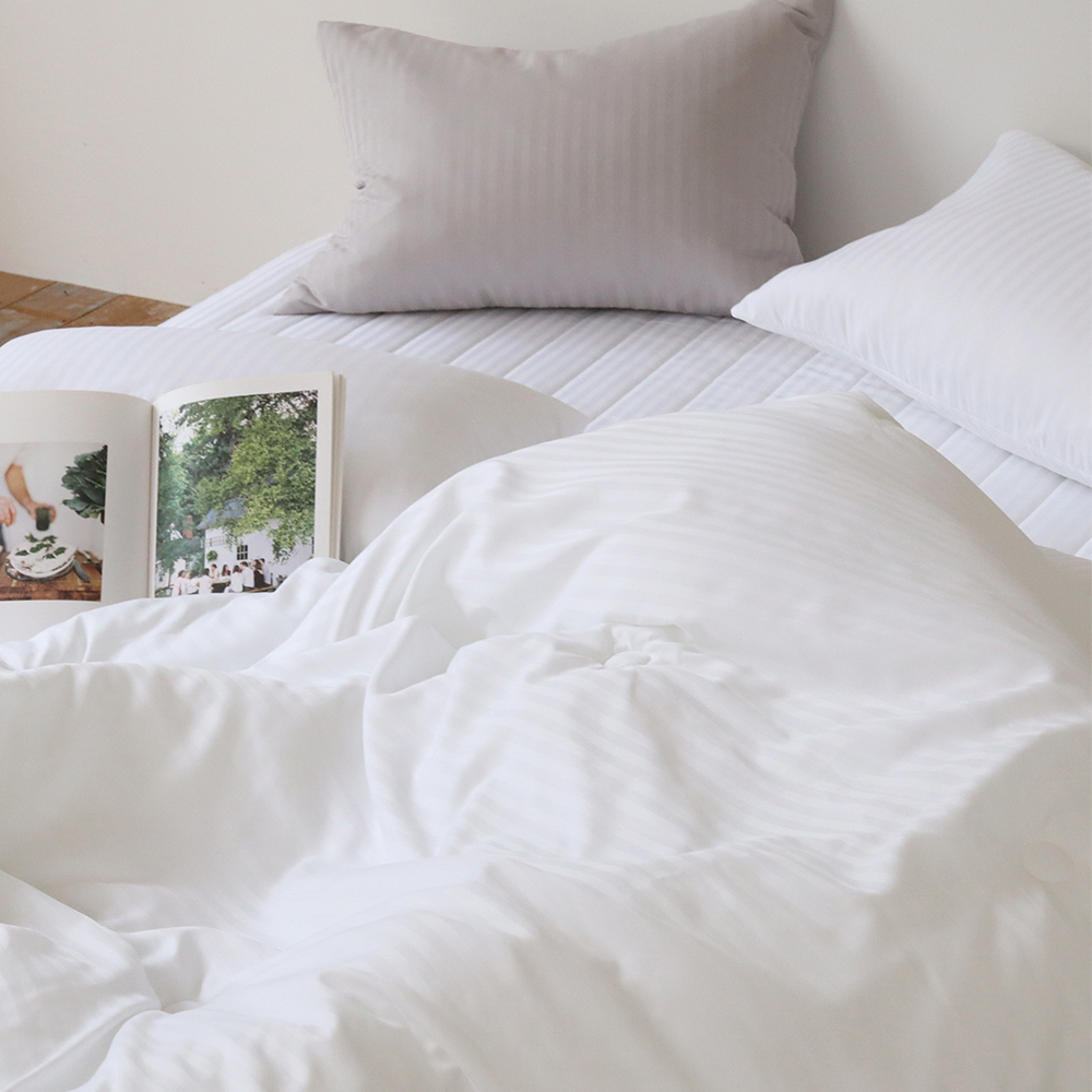 프리즈 먼지없는 호텔식 스트라이프 마이크로 도비 사계절 침대 매트리스 커버 누빔 Q