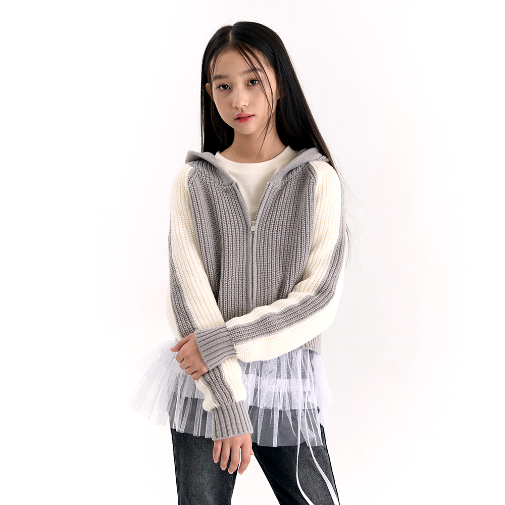 [더데이걸] 배색 스웨터 후드 집업 TGJM25W04_7358 - 상세 이미지 2