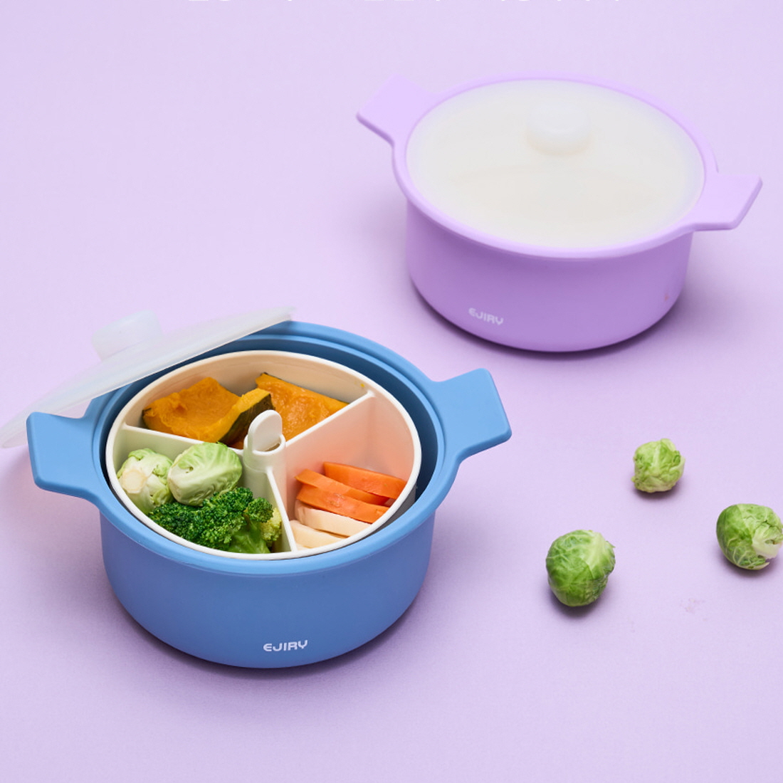 칸칸이 실리콘 전자레인지 찜기 이유식 야채 만두 라면 계란찜 간편 조리 세트 1.35L - 상세 이미지 2