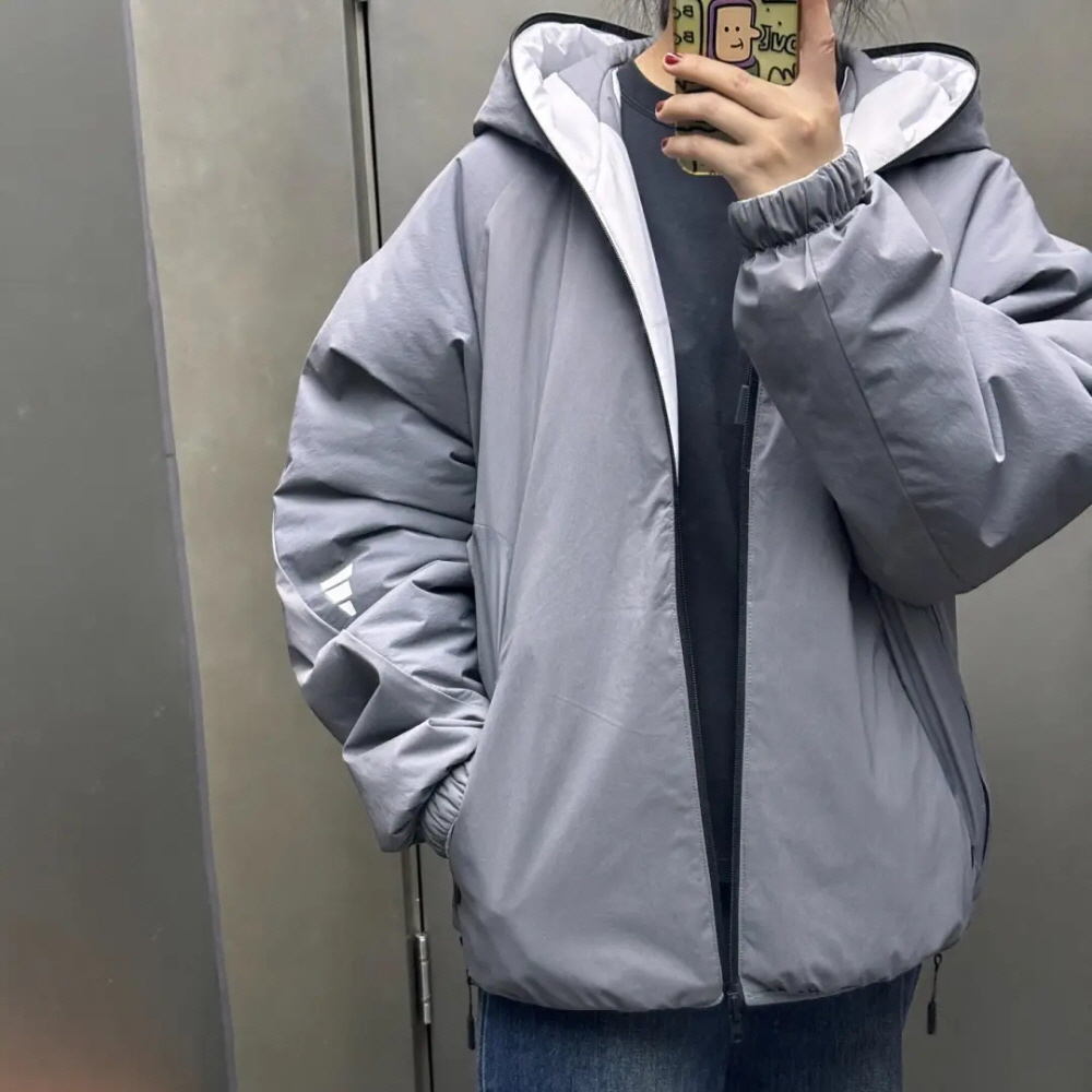 아디다스 패딩 리버시블 후드 집업 자켓 그레이 JZ8722 - 상세 이미지 2